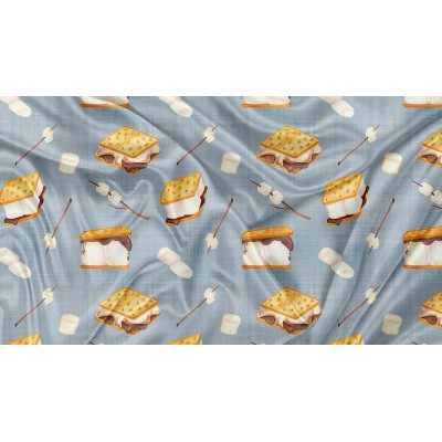 Printed Cuddle Minky Smores Bleu - PRINT IN QUEBEC IN OUR WORKSHOP